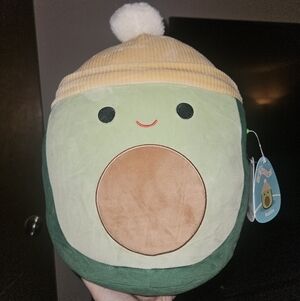 NWT Squishmallows Austin The Avocado Plush with Beanie Hat 12"
